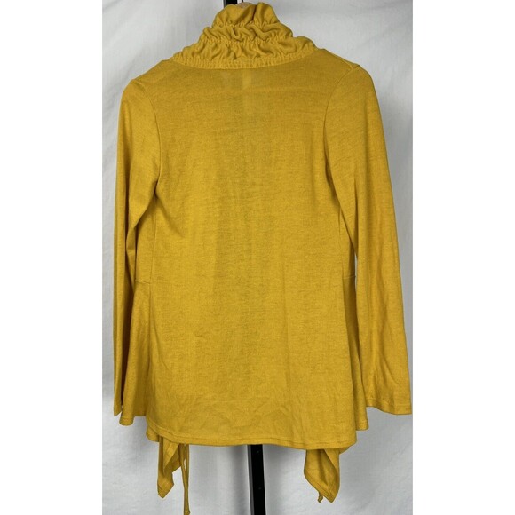 Emerald Sweater Cardigan‎ Cascading Ruffles Gold Small Made USA Romantic Cottage - Picture 3 of 5